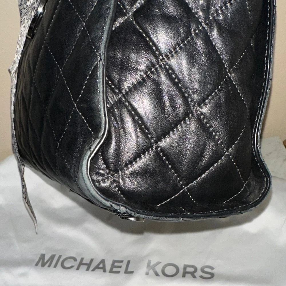 Michael Kors Black Quilted Shoulder Bag With Dust Bag & Scarf